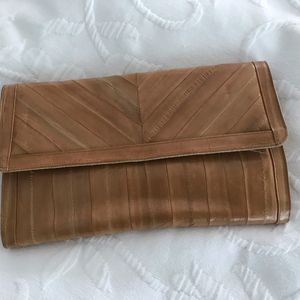 Genuine EEL Clutch Purse in Tan